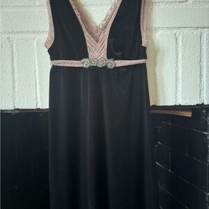 Free People Black Velvet Dress with Pink Lace